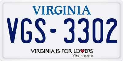 VA license plate VGS3302