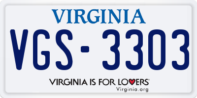VA license plate VGS3303