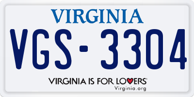 VA license plate VGS3304