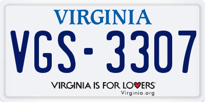 VA license plate VGS3307
