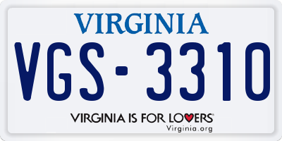VA license plate VGS3310