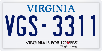 VA license plate VGS3311