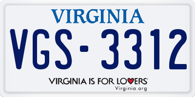 VA license plate VGS3312