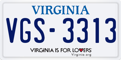 VA license plate VGS3313