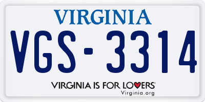 VA license plate VGS3314