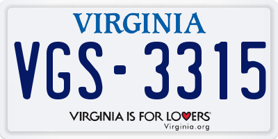 VA license plate VGS3315