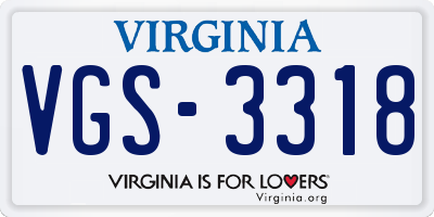 VA license plate VGS3318