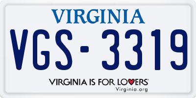 VA license plate VGS3319