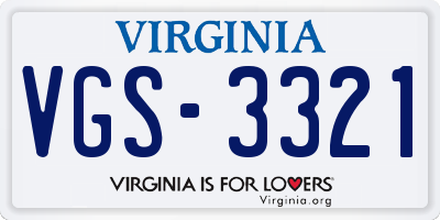 VA license plate VGS3321