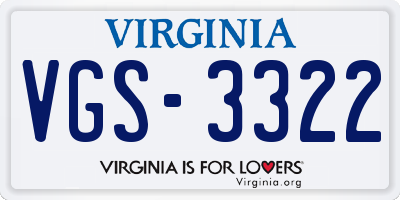 VA license plate VGS3322