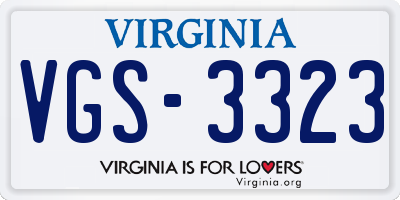 VA license plate VGS3323