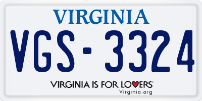 VA license plate VGS3324