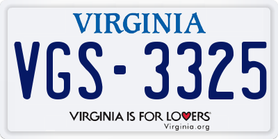 VA license plate VGS3325