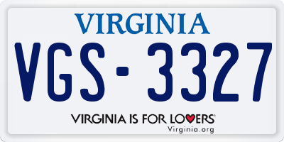 VA license plate VGS3327