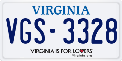 VA license plate VGS3328
