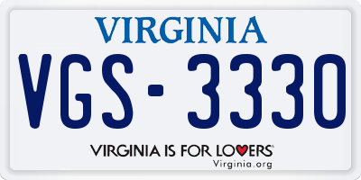 VA license plate VGS3330