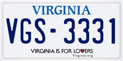 VA license plate VGS3331