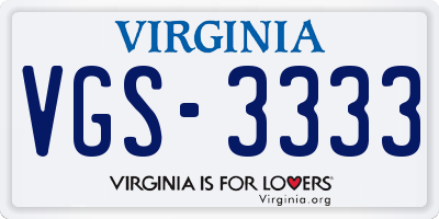 VA license plate VGS3333