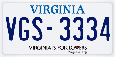 VA license plate VGS3334