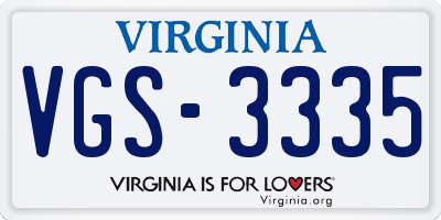 VA license plate VGS3335
