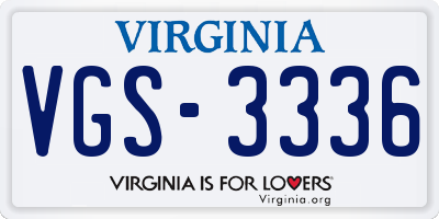 VA license plate VGS3336
