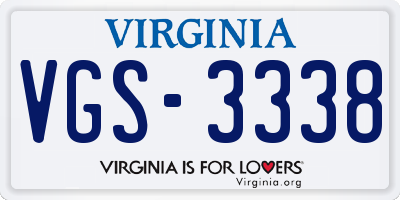 VA license plate VGS3338