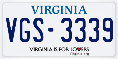 VA license plate VGS3339
