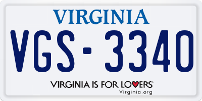VA license plate VGS3340