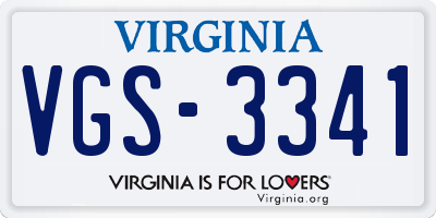 VA license plate VGS3341