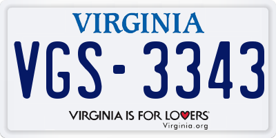 VA license plate VGS3343