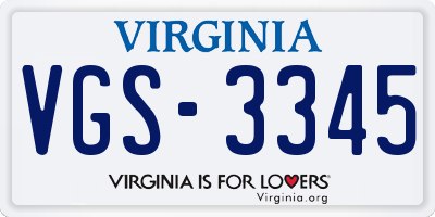 VA license plate VGS3345