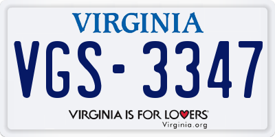 VA license plate VGS3347