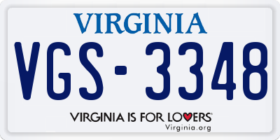 VA license plate VGS3348