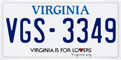 VA license plate VGS3349