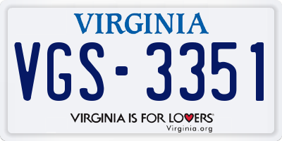 VA license plate VGS3351