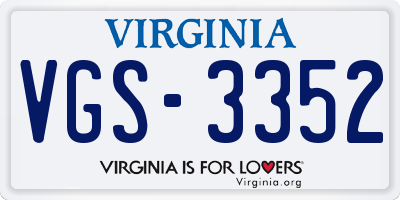 VA license plate VGS3352