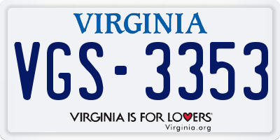 VA license plate VGS3353