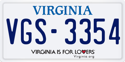 VA license plate VGS3354
