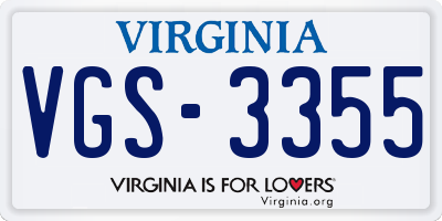 VA license plate VGS3355