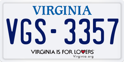 VA license plate VGS3357