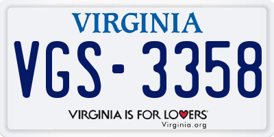 VA license plate VGS3358