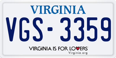VA license plate VGS3359