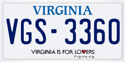 VA license plate VGS3360
