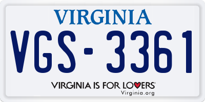 VA license plate VGS3361