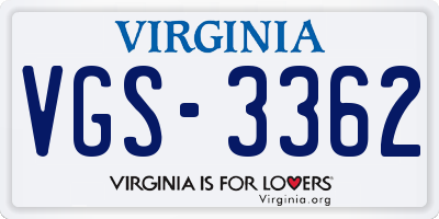 VA license plate VGS3362