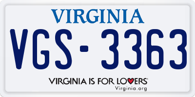 VA license plate VGS3363