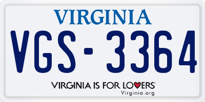 VA license plate VGS3364