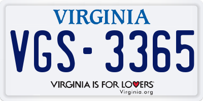 VA license plate VGS3365