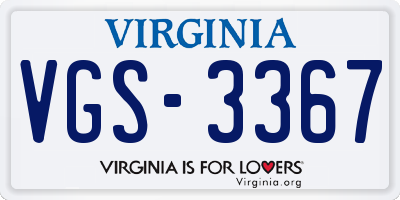VA license plate VGS3367