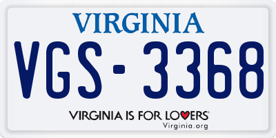 VA license plate VGS3368